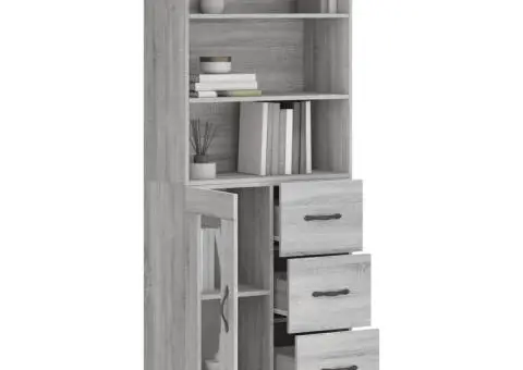 Dulap înalt, gri sonoma, 69,5x34x180 cm, lemn compozit - 3/5