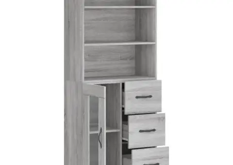 Dulap înalt, gri sonoma, 69,5x34x180 cm, lemn compozit - 4/5