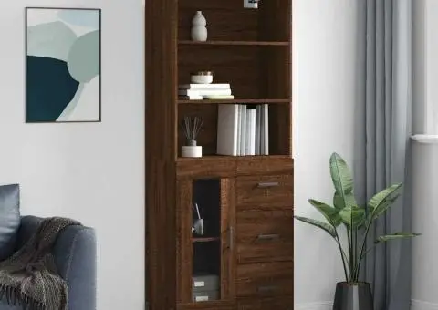 Dulap înalt, stejar maro, 69,5x34x180 cm, lemn compozit - 1/5