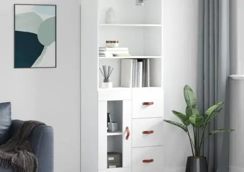 Dulap înalt, alb, 69,5x34x180 cm, lemn compozit - 1/5