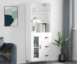 vidaXL Dulap înalt, alb, 69,5x34x180 cm, lemn compozit
