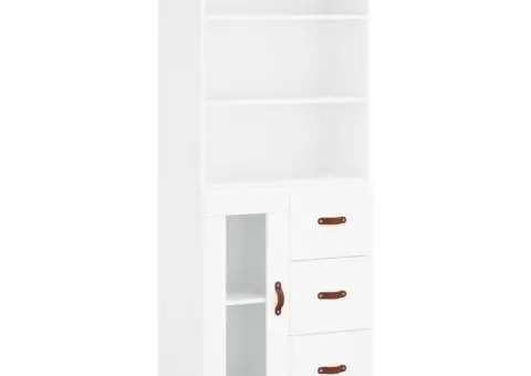 Dulap înalt, alb, 69,5x34x180 cm, lemn compozit - 2/5