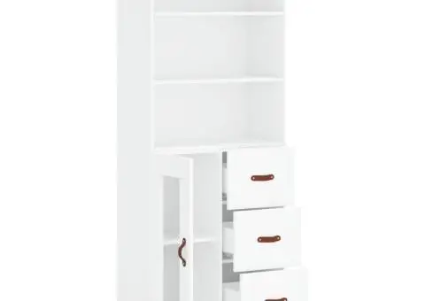 Dulap înalt, alb, 69,5x34x180 cm, lemn compozit - 4/5