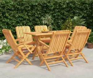 vidaXL Set mobilier de grădină, 7 piese, lemn masiv de tec