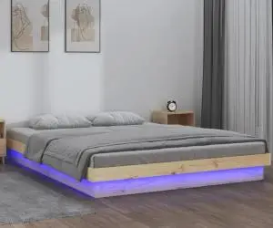 vidaXL Cadru de pat cu LED, 150x200 cm, lemn masiv, King Size 5FT