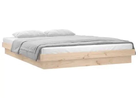 Cadru de pat cu LED, 150x200 cm, lemn masiv, King Size 5FT - 3/5