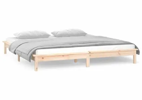 Cadru de pat cu LED, 150x200 cm, lemn masiv, King Size 5FT - 4/5