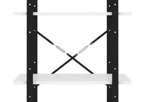 Bibliotecă cu 2 rafturi, alb, 60x30x70 cm, PAL - 5/5