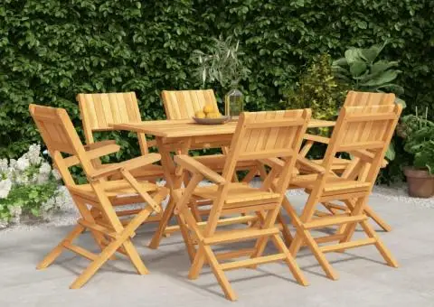 Set mobilier de grădină, 7 piese, lemn masiv de tec - 1/5