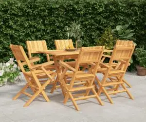 vidaXL Set mobilier de grădină, 7 piese, lemn masiv de tec