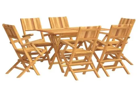 Set mobilier de grădină, 7 piese, lemn masiv de tec - 2/5