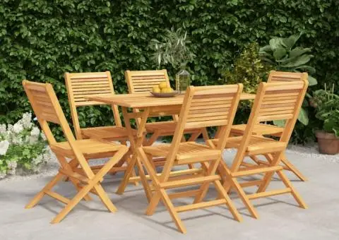 Set mobilier de grădină, 7 piese, lemn masiv de tec - 1/5