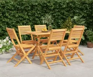 vidaXL Set mobilier de grădină, 7 piese, lemn masiv de tec