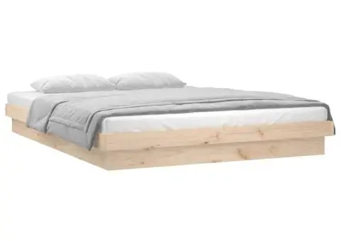 Cadru de pat dublu cu LED, 135x190 cm, lemn masiv dublu - 3/5