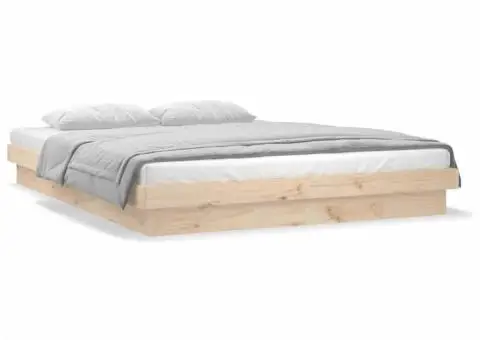 Cadru de pat dublu cu LED, 135x190 cm, lemn masiv dublu - 5/5