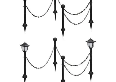 Lămpi solare, 4 buc., cu gard de lanț și țăruși - 1/5