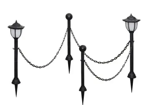 Lămpi solare, 4 buc., cu gard de lanț și țăruși - 3/5