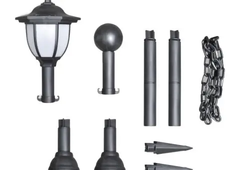 Lămpi solare, 4 buc., cu gard de lanț și țăruși - 4/5