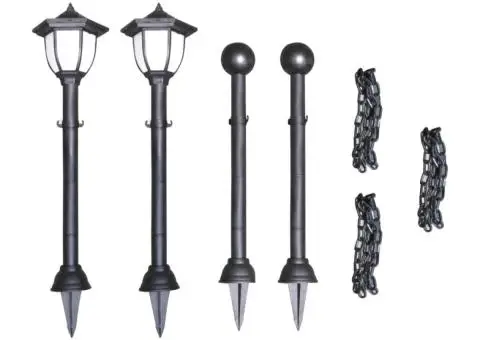Lămpi solare, 4 buc., cu gard de lanț și țăruși - 5/5