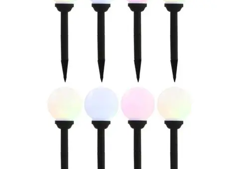 Lămpi solare de exterior cu LED, 8 buc., 15 cm, RGB, sferic - 1/5