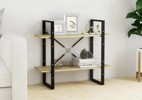 Bibliotecă cu 2 rafturi, stejar sonoma, 80x30x70 cm, PAL - 1/5