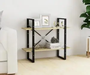 vidaXL Bibliotecă cu 2 rafturi, stejar sonoma, 80x30x70 cm, PAL