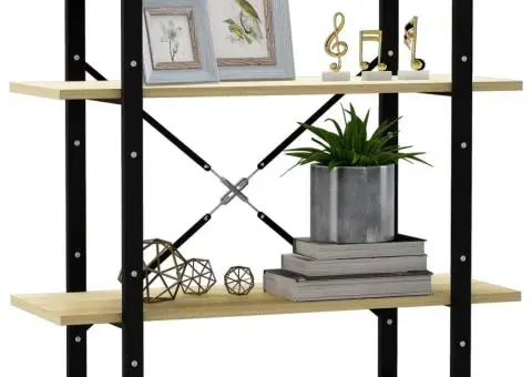 Bibliotecă cu 2 rafturi, stejar sonoma, 80x30x70 cm, PAL - 3/5