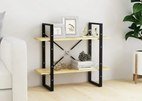 Bibliotecă cu 2 rafturi, 80x30x70 cm, lemn masiv de pin - 1/5