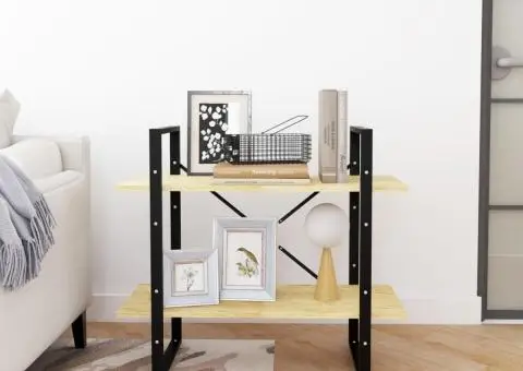 Bibliotecă cu 2 rafturi, 80x30x70 cm, lemn masiv de pin - 3/5