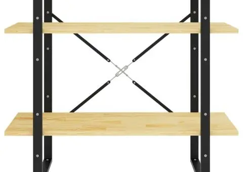 Bibliotecă cu 2 rafturi, 80x30x70 cm, lemn masiv de pin - 5/5