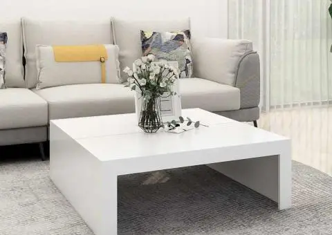 Măsuță de cafea, alb, 100x100x35 cm, lemn prelucrat - 1/5