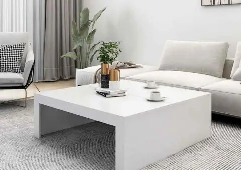 Măsuță de cafea, alb, 100x100x35 cm, lemn prelucrat - 3/5