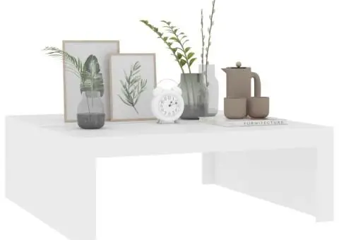 Măsuță de cafea, alb, 100x100x35 cm, lemn prelucrat - 4/5