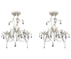 vidaXL Candelabre suspendate de plafon cu cristale 2 buc. alb elegant