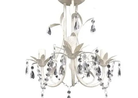Candelabre suspendate de plafon cu cristale 2 buc. alb elegant - 2/5