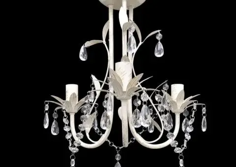 Candelabre suspendate de plafon cu cristale 2 buc. alb elegant - 3/5