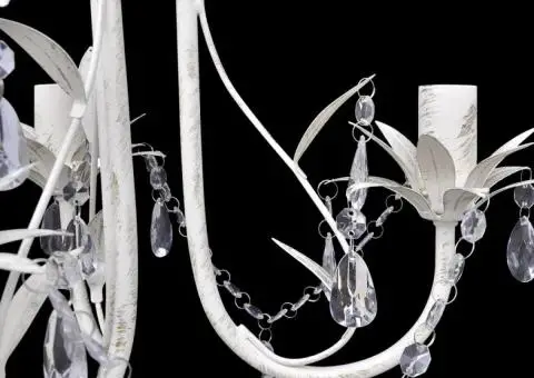 Candelabre suspendate de plafon cu cristale 2 buc. alb elegant - 4/5