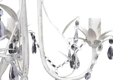 Candelabre suspendate de plafon cu cristale 2 buc. alb elegant - 5/5