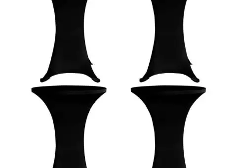 Husă de masă cu picior Ø60 cm, 4 buc., negru, elastic - 1/5