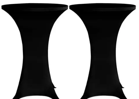 Husă de masă cu picior Ø60 cm, 4 buc., negru, elastic - 3/5