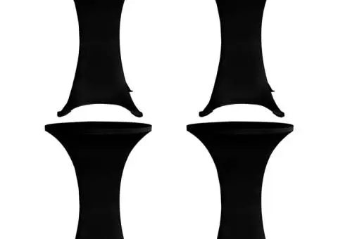 Husă de masă cu picior, 4 buc., negru, Ø80 cm, elastic - 1/5