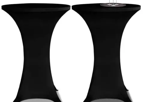 Husă de masă cu picior, 4 buc., negru, Ø80 cm, elastic - 2/5