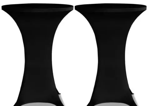 Husă de masă cu picior, 4 buc., negru, Ø80 cm, elastic - 3/5