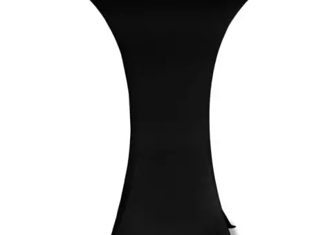 Husă de masă cu picior, 4 buc., negru, Ø80 cm, elastic - 4/5