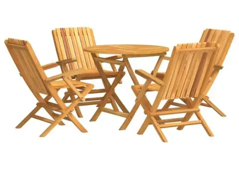 Set masă pentru grădină, lemn masiv de tec, 5 piese - 2/5