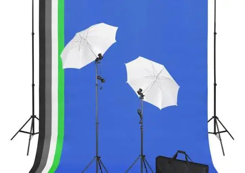 Kit studio foto cu fundaluri, lămpi și umbrele - 1/5