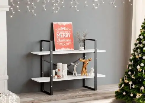 Bibliotecă cu 2 rafturi, alb, 100x30x70 cm, PAL - 1/5