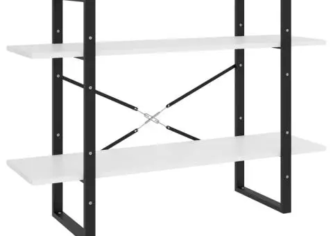 Bibliotecă cu 2 rafturi, alb, 100x30x70 cm, PAL - 2/5