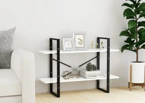 Bibliotecă cu 2 rafturi, alb, 100x30x70 cm, PAL - 3/5