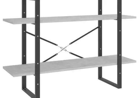 Bibliotecă cu 2 rafturi, gri beton, 100x30x70 cm, PAL - 2/5